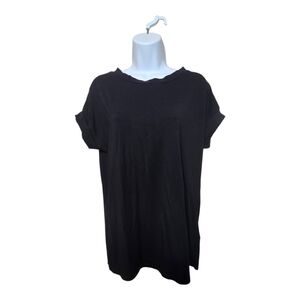 All Saints Black Rolled Cuff Oversized T-Shirt Top